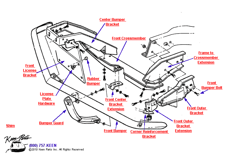 Front Bumper Diagram for a 1972 Corvette