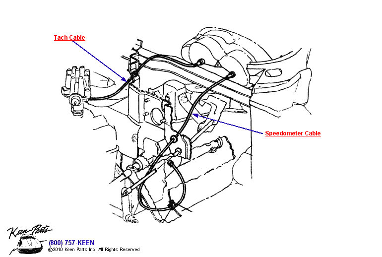 Speedometer &amp; Tach Cables Diagram for a 1955 Corvette