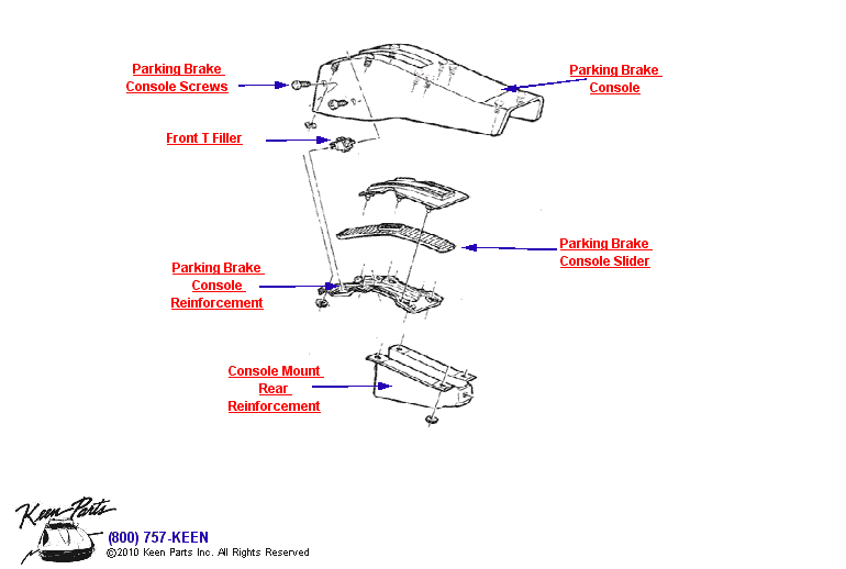 Parking Brake Console Diagram for a 1972 Corvette