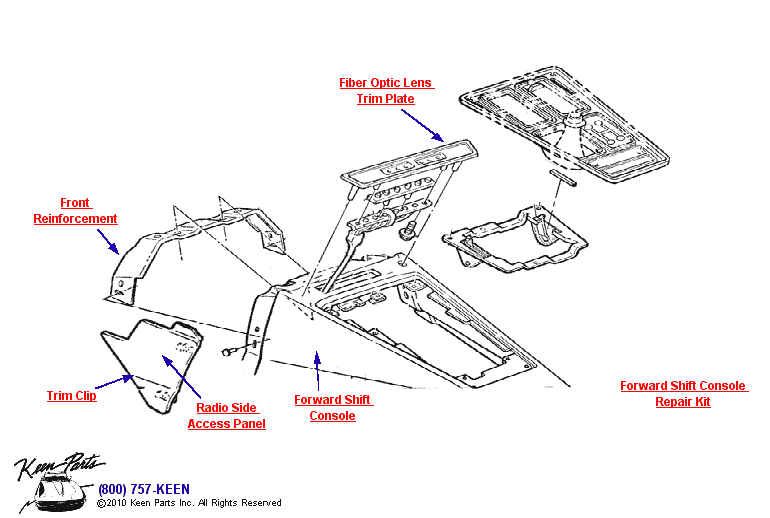 Forward Shift Console Diagram for a 2009 Corvette