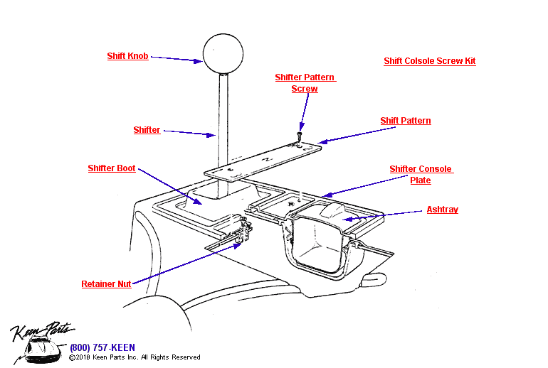 Shift Boot &amp; Ash Tray Diagram for a 1959 Corvette
