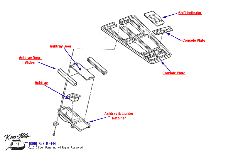 Console Trim Diagram for a 1970 Corvette