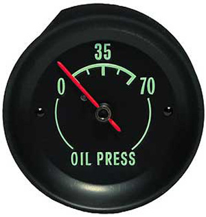 Corvette Oil Gauge with Green Letters