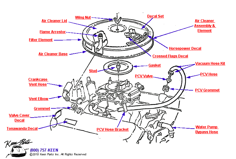 427 Air Cleaner Diagram for All Corvette Years