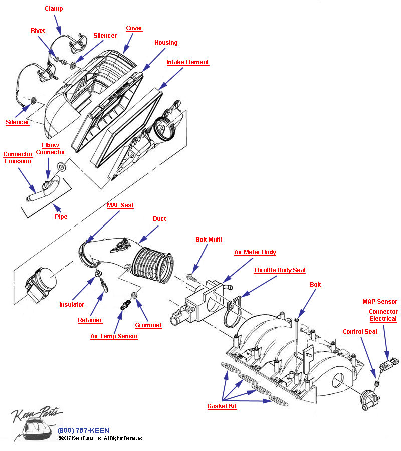 Air Intake System- M30 &amp; MM6 Not B4H Diagram for All Corvette Years