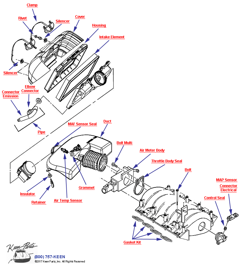Air Intake System- Export, MM6 &amp; B4H Diagram for All Corvette Years