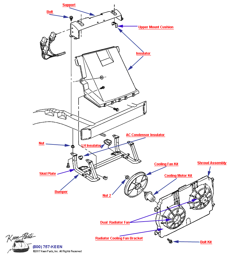 Engine Coolant Fan Diagram for a 2018 Corvette