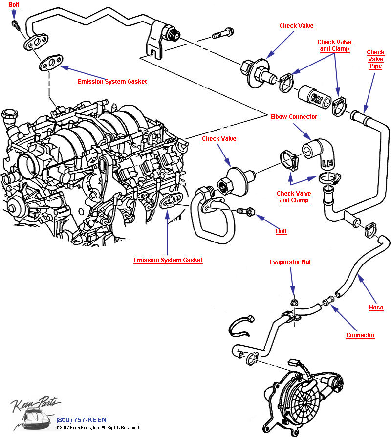 AIR Pump- Hoses &amp; Pipes Diagram for All Corvette Years