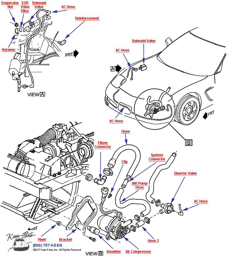 AIR Pump- Pump &amp; Mounting Diagram for All Corvette Years