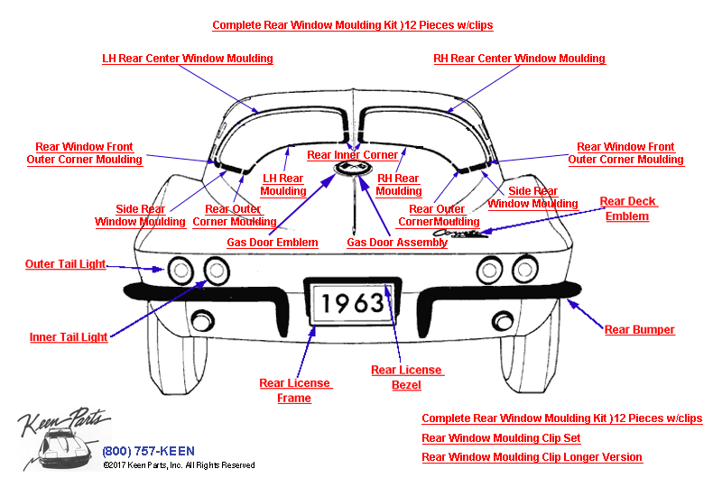 Corvette Rear Window Graphics RH/LH Coupe Side Rear Window Molding – Keen Parts