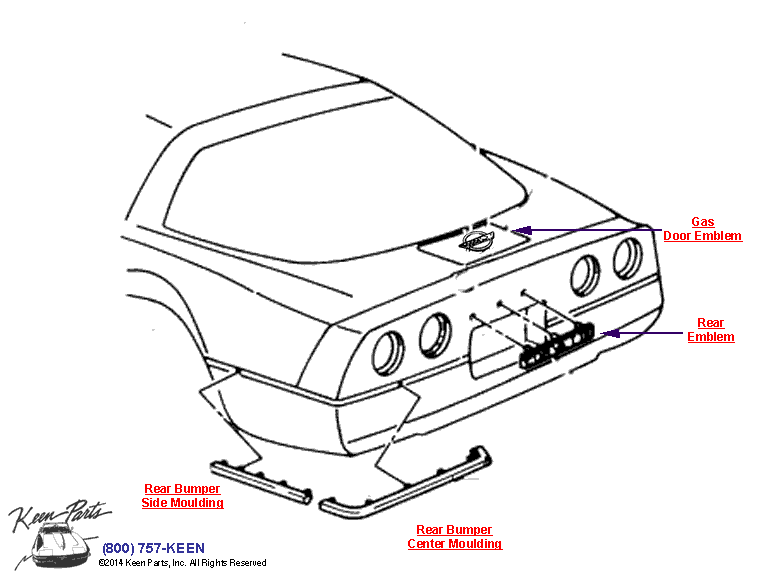 Rear Moulding &amp; Trim Diagram for All Corvette Years
