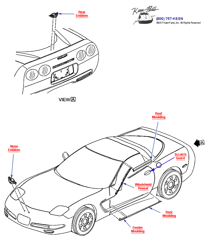 Emblems- Coupe Diagram for All Corvette Years