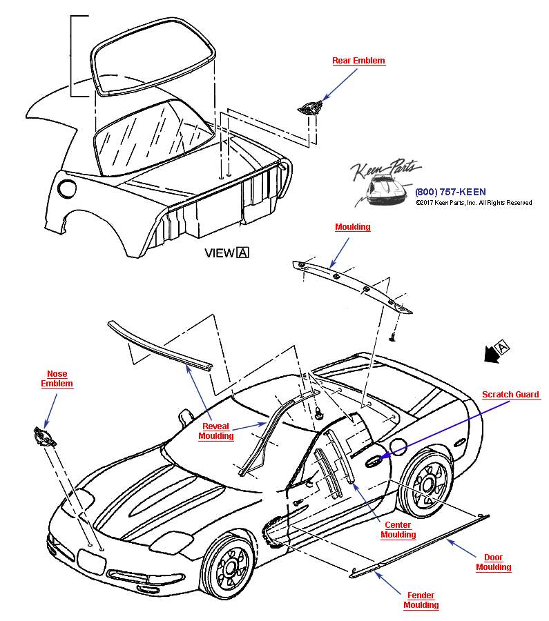 Emblems- Hardtop Diagram for All Corvette Years
