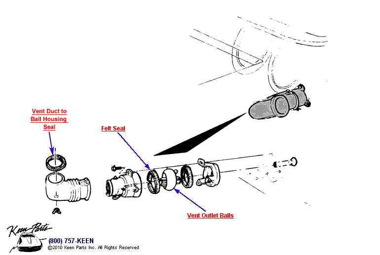 Interior Air Outlet Diagram for All Corvette Years