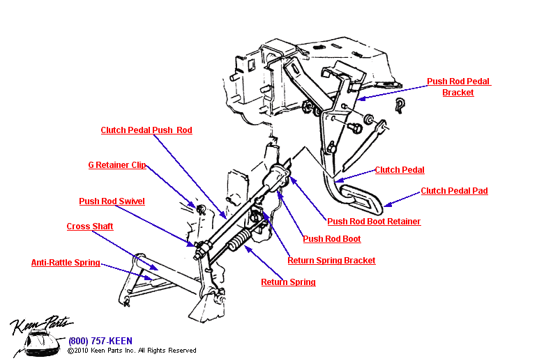 Clutch Pedal Pad Diagram for All Corvette Years