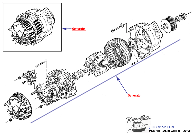 Generator Assembly Diagram for All Corvette Years