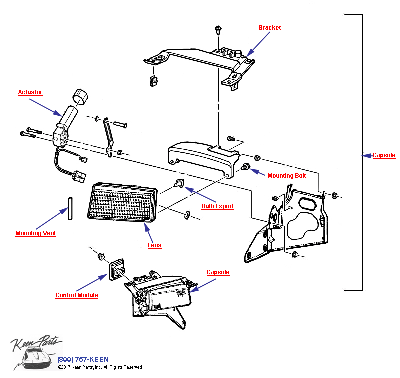 Headlamps- With Rule of Road/Emark Diagram for All Corvette Years