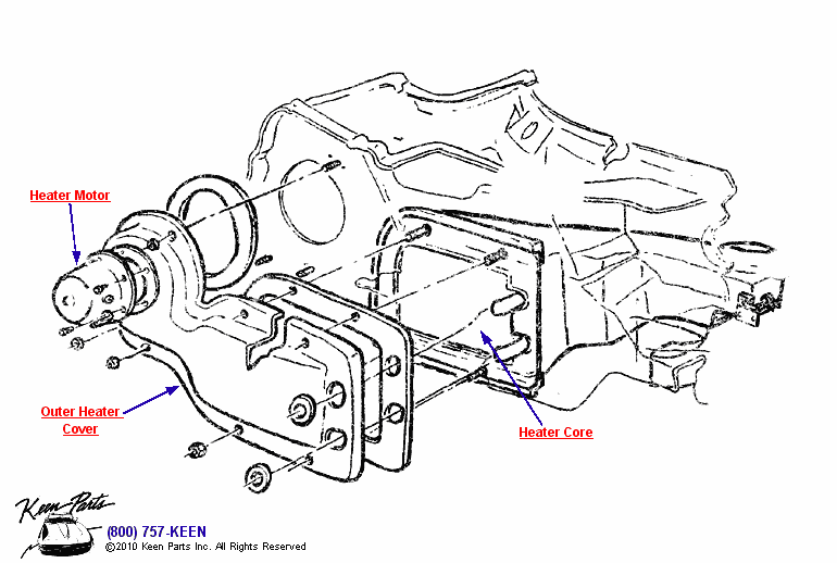 Heater Blower &amp; Core Diagram for All Corvette Years