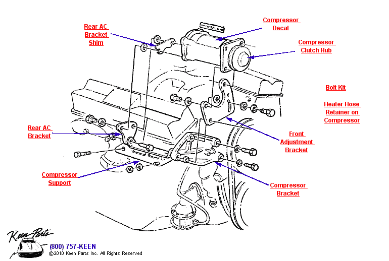 AC Compressor Diagram for All Corvette Years