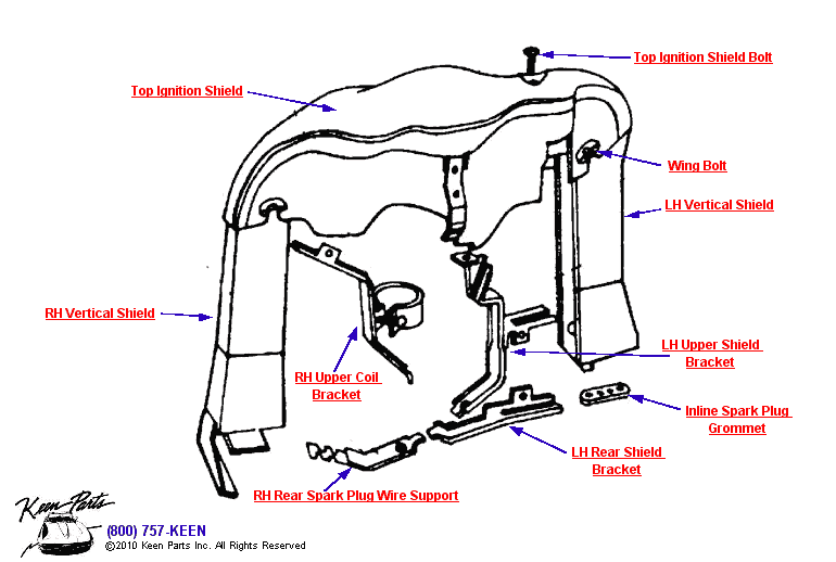 Rear Ignition Shielding Diagram for All Corvette Years