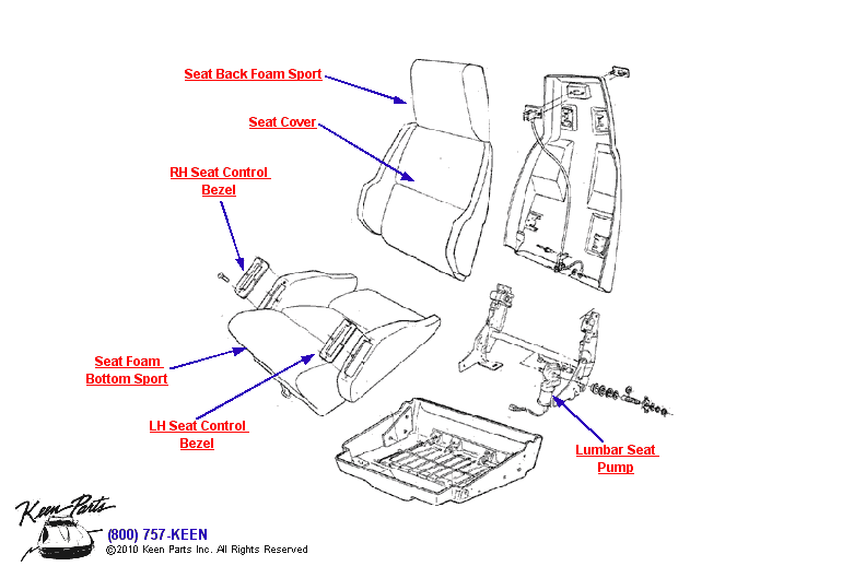 Sport Seat Diagram for All Corvette Years