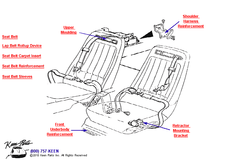Seats &amp; Belts Diagram for All Corvette Years