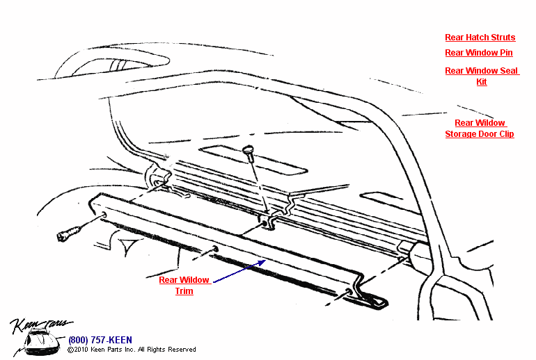 Rear Window Trim Diagram for All Corvette Years