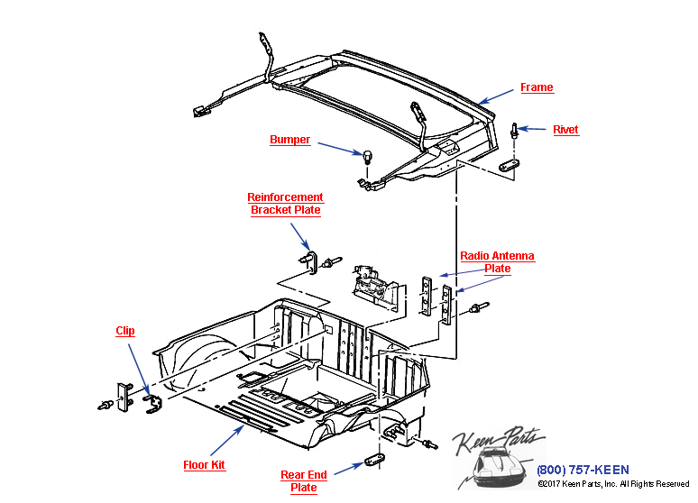 Compartment / Rear Storage- Convertible Diagram for All Corvette Years