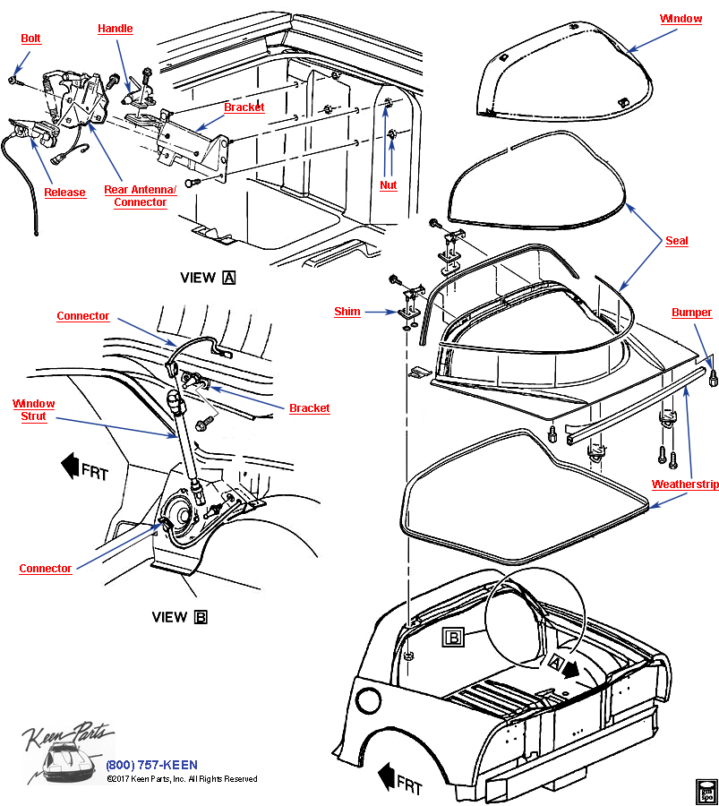 Rear Compartment- Coupe Diagram for All Corvette Years