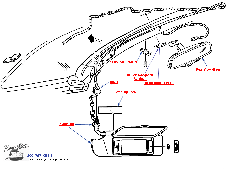 Sunshade - Basic Diagram for All Corvette Years