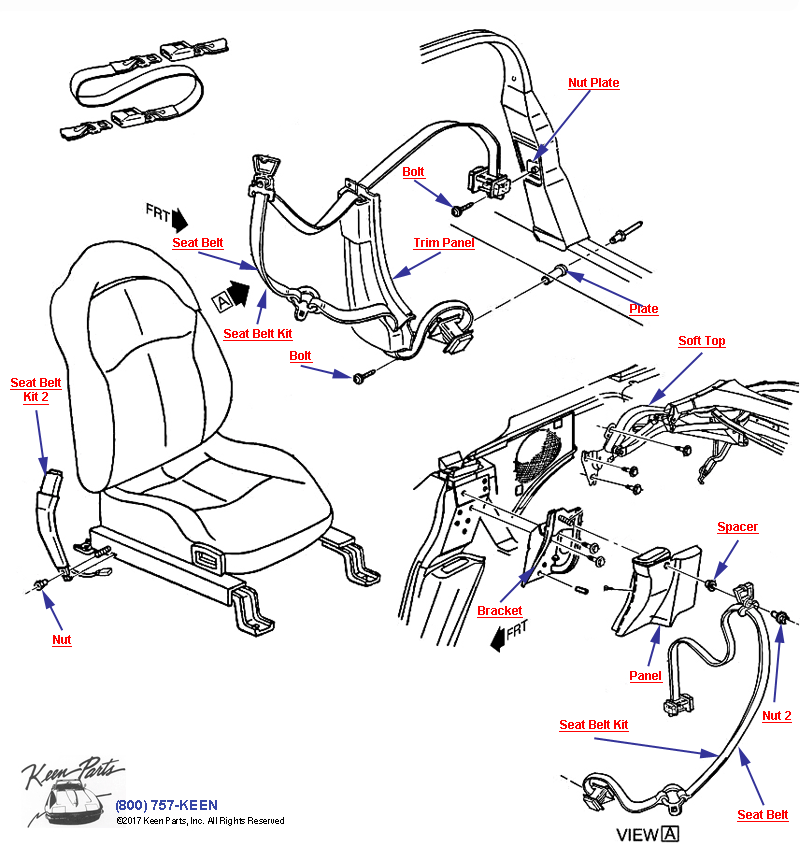 Seat Belts- Restraint System Diagram for All Corvette Years