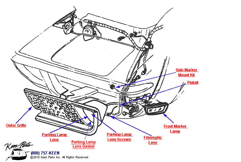 Parking &amp; Marker Lamps Diagram for All Corvette Years