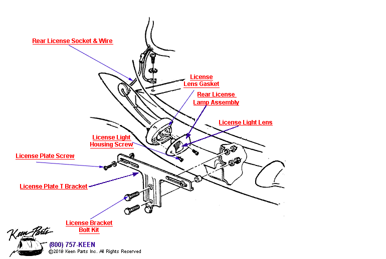 Rear License Lamp Diagram for All Corvette Years