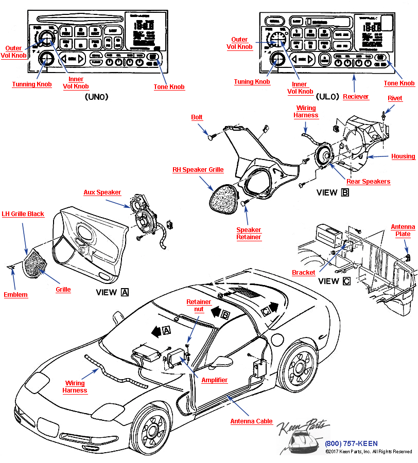 Coupe Radio Diagram for All Corvette Years
