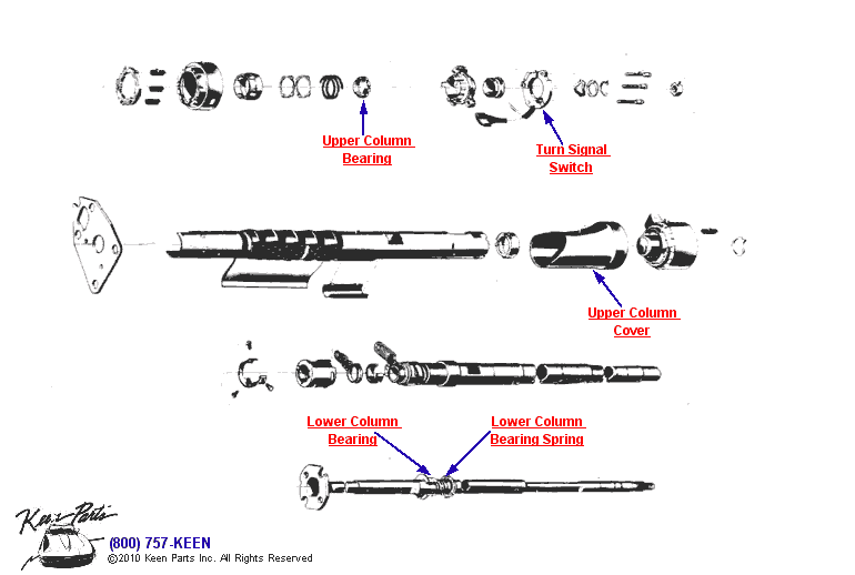 Standard Steering Column Diagram for a 1974 Corvette