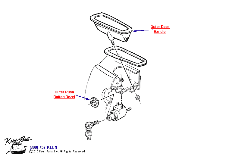 Outer Door Handle &amp; Lock Diagram for All Corvette Years