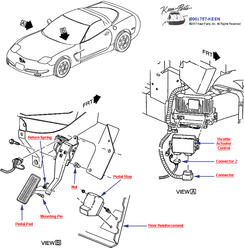 Accelerator Control Diagram for All Corvette Years