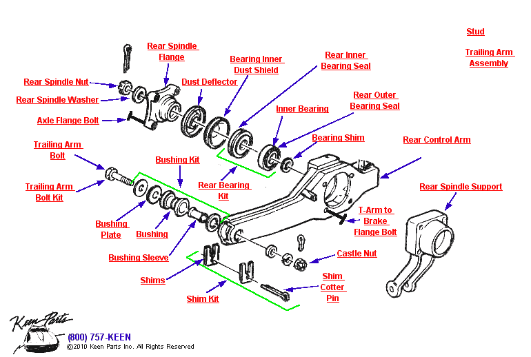 Rear Control Arm Diagram for All Corvette Years