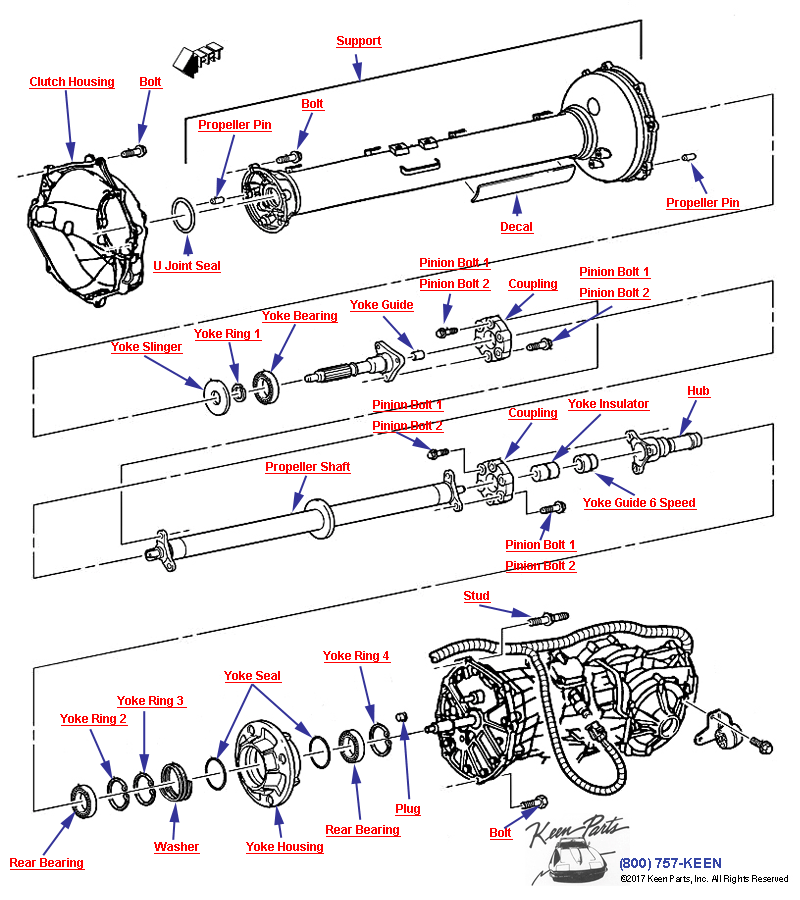 Driveline Support- Manual Transmission Diagram for All Corvette Years
