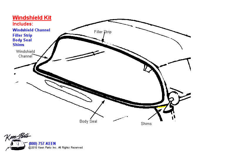 Windshield Kit Diagram for All Corvette Years