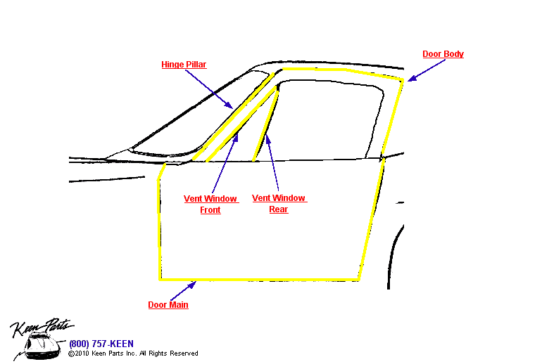 Coupe Window Detail Diagram for All Corvette Years
