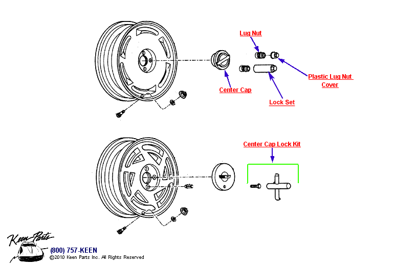 Wheels &amp; Center Caps Diagram for All Corvette Years