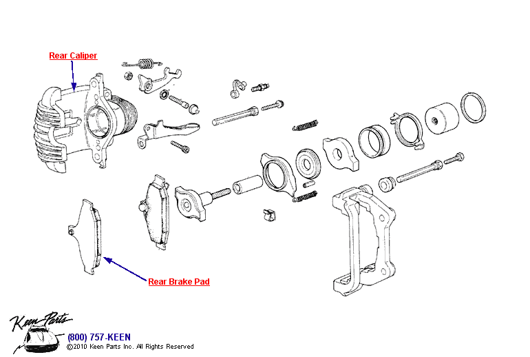 Rear Brake Caliper Diagram for All Corvette Years