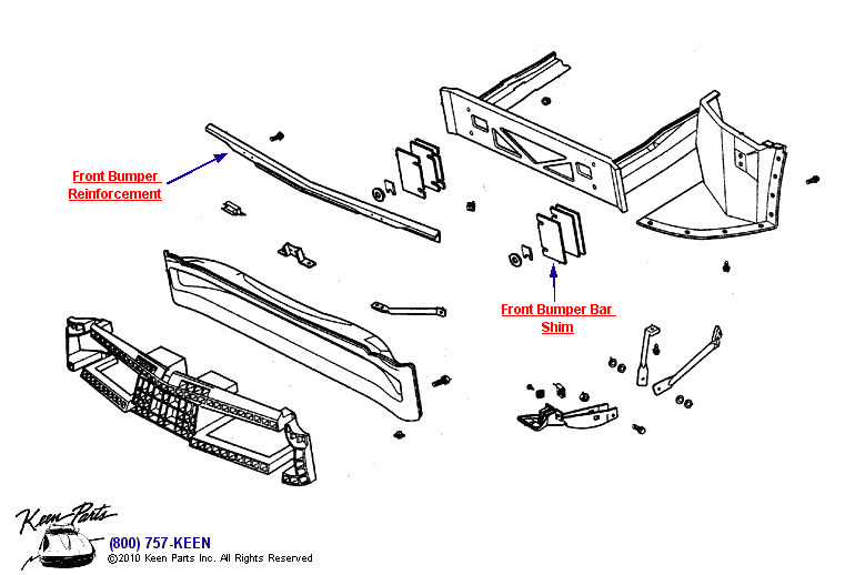 Front Bumper Assembly Diagram for All Corvette Years