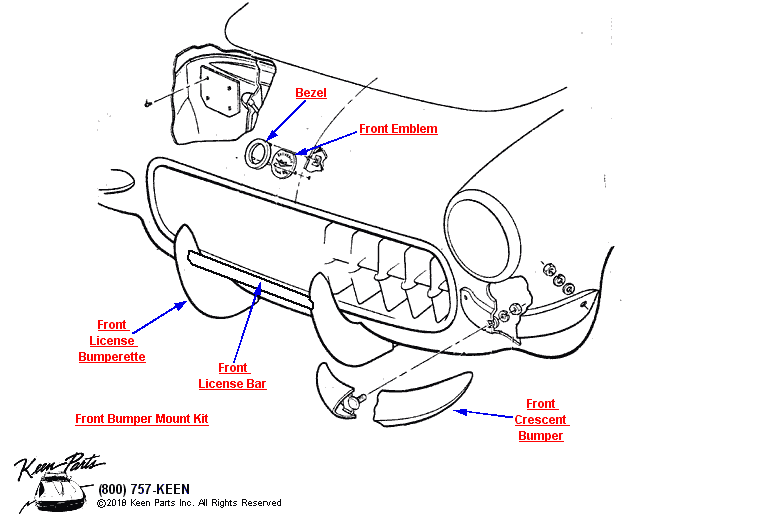 Front Crescent Diagram for All Corvette Years