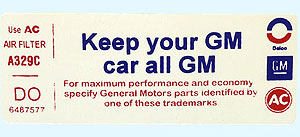 1973-1974 Corvette Keep Your Car All GM Decal (Code 6487577) DO