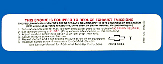 1968 Corvette Emission Decal Manual Transmission ALL 300 HP (Code T 3932350)