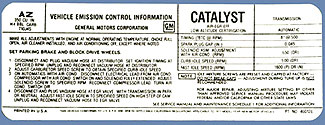 1976 Corvette Emission Decal Manual Transmission 180 HP L48 (Code XZ458580)