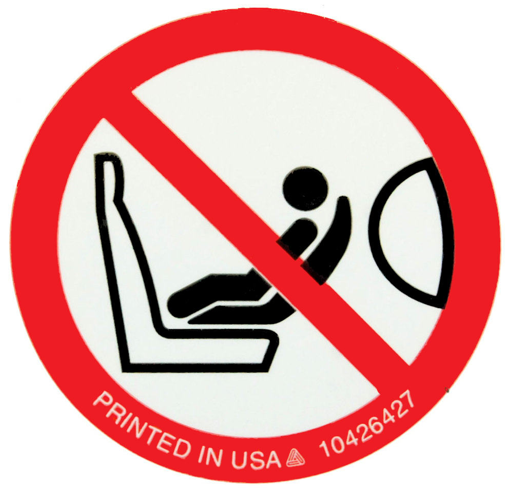 1997-2015 Corvette Child Seat Warning Label