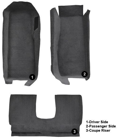 2005-2013 Corvette Front Carpet, Coupe with Riser with Pad, Cutpile 